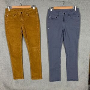 STIO Rivet Cord Canvas Pants Women's 6 Brown/Gray Stretch Skinny Hiking Lot Of 2